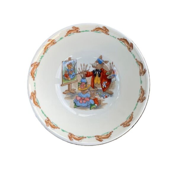 Vintage Royal Doulton Bunnykins Bowl 'Painting‎ a Portrait' English Bone … - Picture 7 of 7